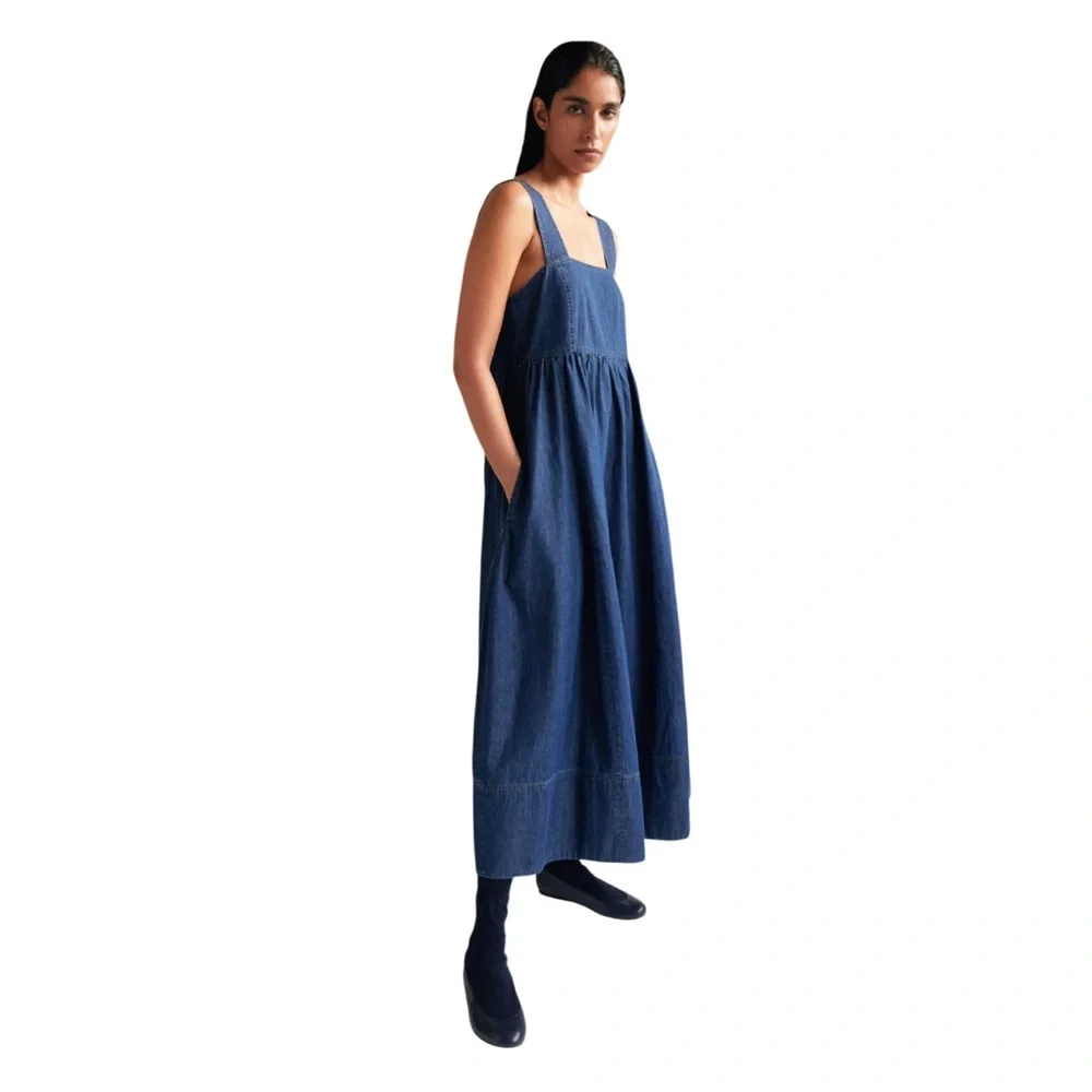 Tibi Light Weight Stone Wash Sculpted Dress Dark Enzyme Wash Size 6 NWT - Picture 3 of 16